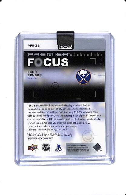 2023-24 UD PREMIER PREMIER FOCUS ZACH BENSON ROOKIE PATCH AUTO 078/175