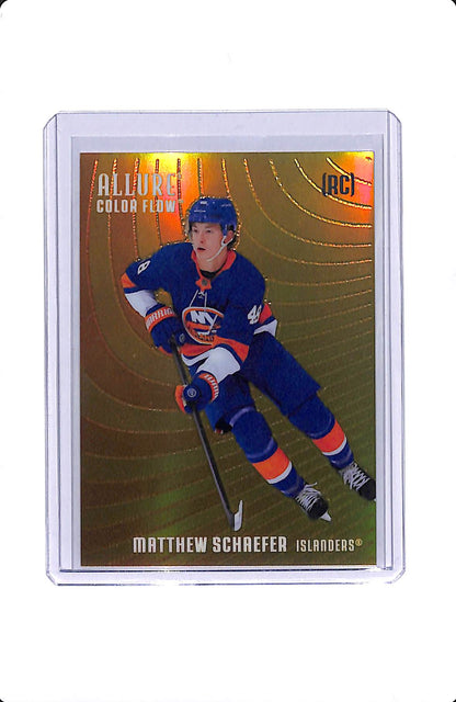 2025-26 UPPER DECK ALLURE COLOR FLOW ORANGE-YELLOW MATTHEW SCHAEFER RC