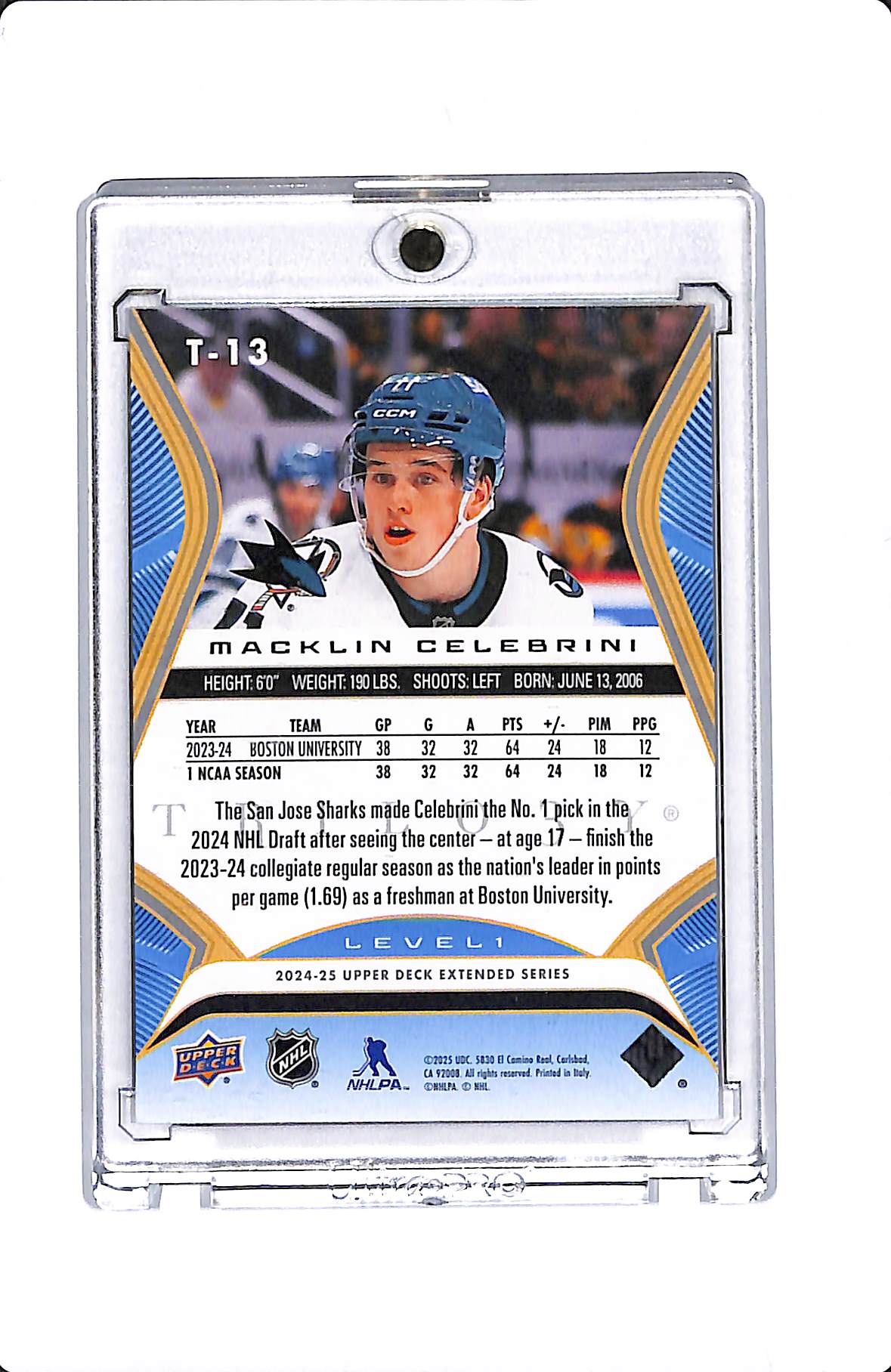 2024-25 UPPER DECK TRILOGY LEVEL 1 ROOKIE PREMIERES MACKLIN CELEBRINI 463/999