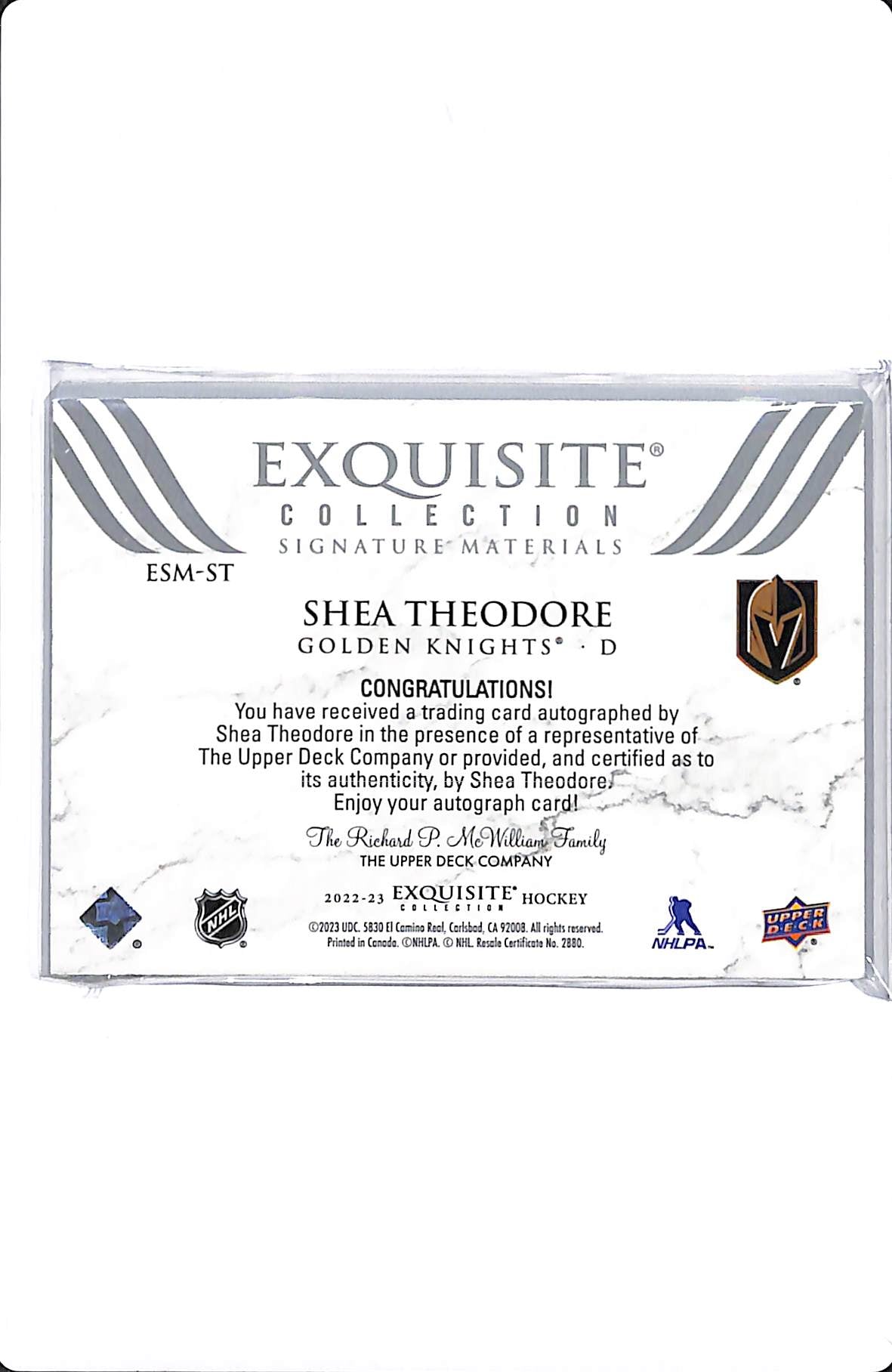2022-23 UD EXQUISITE COLLECTION SHEA THEODORE SIGNATURE MATERIALS /65 #ESM-ST