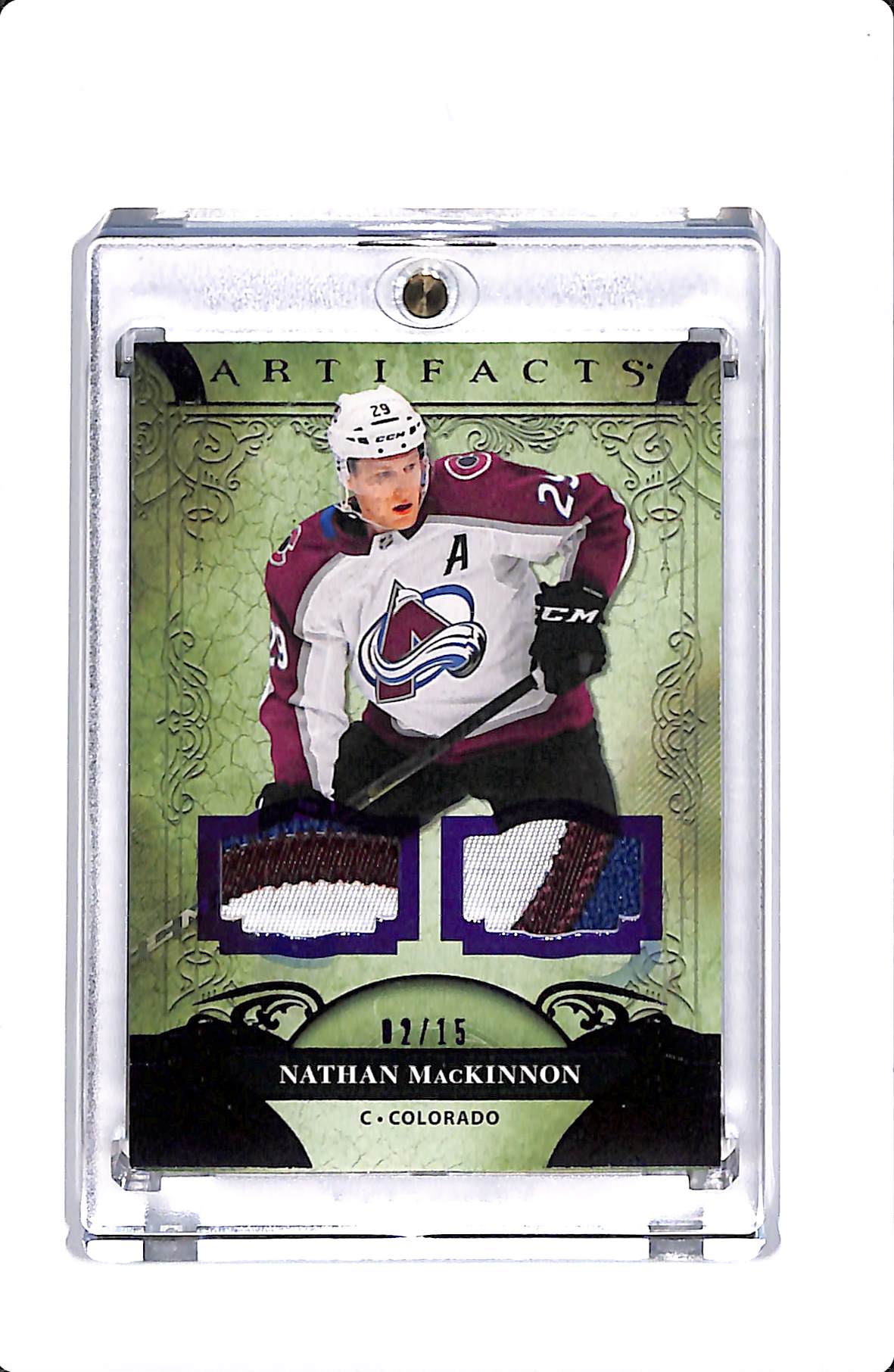 2020-21 UPPER DECK ARTIFACTS NATHAN MACKINNON DUAL PATCH /15 #129