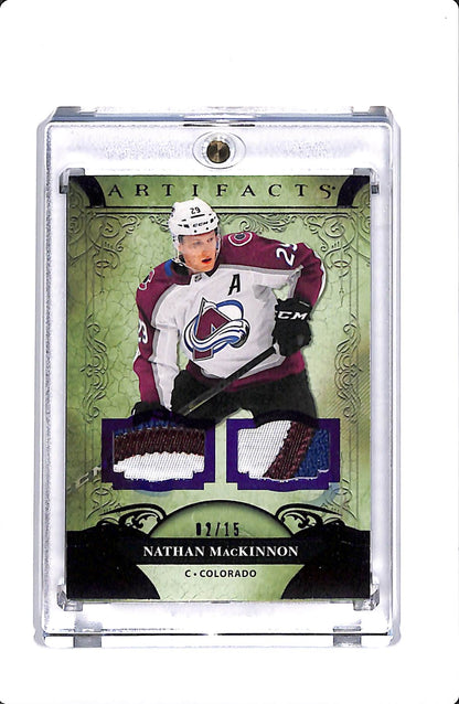 2020-21 UPPER DECK ARTIFACTS NATHAN MACKINNON DUAL PATCH /15 #129