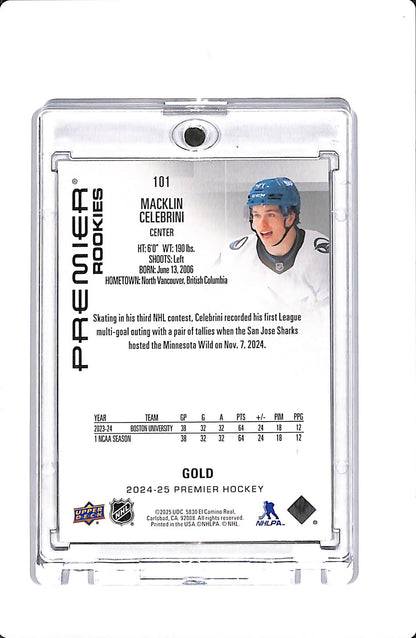2024-25 UPPER DECK PREMIER MACKLIN CELEBRINI PREMIER ROOKIE GOLD /199 #101