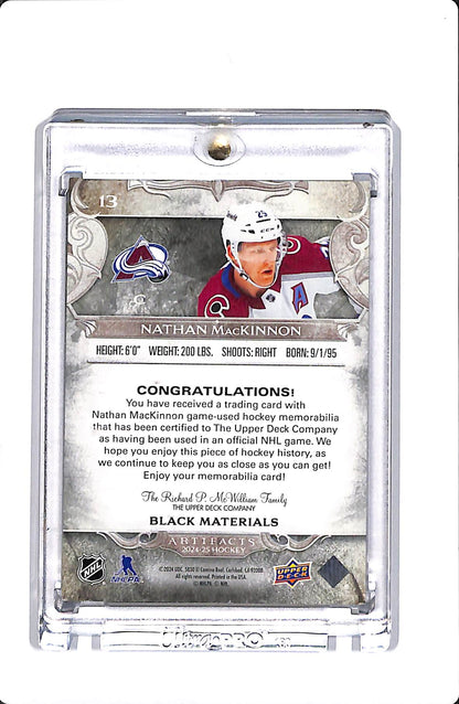 2024-25 UPPER DECK ARTIFACTS NATHAN MACKINNON BLACK MATERIALS #13 PATCH /5