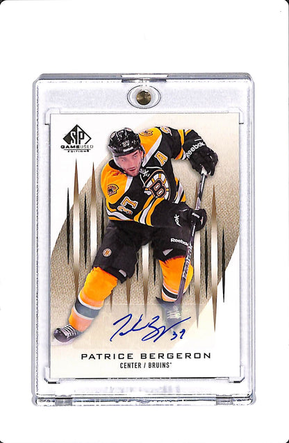 2013-14 UPPER DECK SP GAME USED PATRICE BERGERON AUTOGRAPH #92