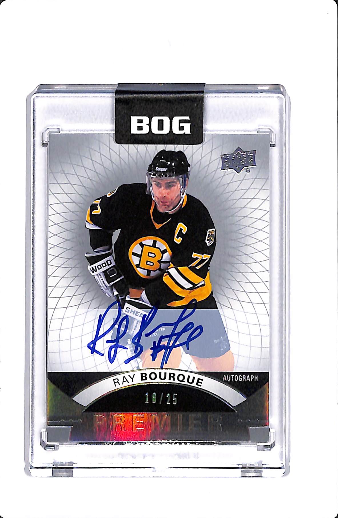 2017-18 UPPER DECK PREMIER RAY BOURQUE AUTOGRAPH /25 #49