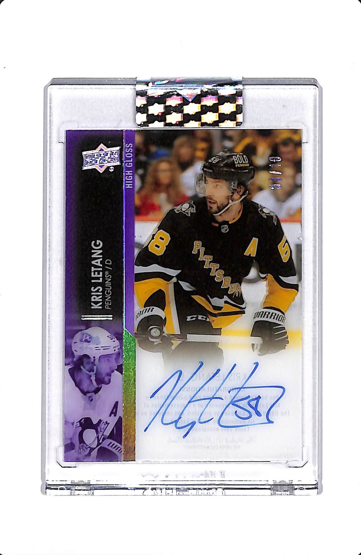 2021-22 UPPER DECK CLEAR CUT KRIS LETANG HIGH GLOSS AUTO /10 #CC-KL