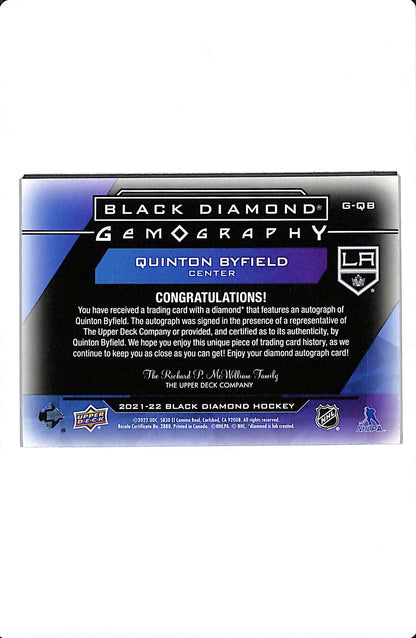2021-22 UD BLACK DIAMOND QUINTON BYFIELD GEMOGRAPHY /25 #G-QB