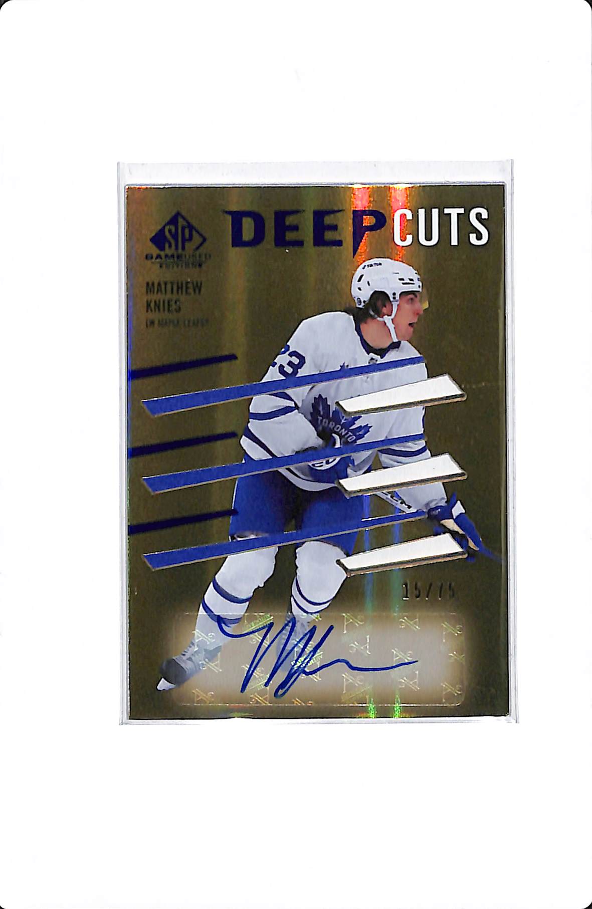 2023-24 SP GAME USED MATTHEW KNIES DEEP CUTS AUTO /75 #DC-17