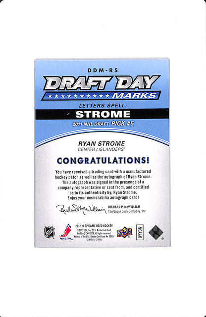 2012-13 UPPER DECK SP GAME USED RYAN STROME DRAFT DAY MARKS /35 #DDM-RS