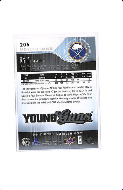 2014-15 UPPER DECK SERIES ONE SAM REINHART YOUNG GUNS #206