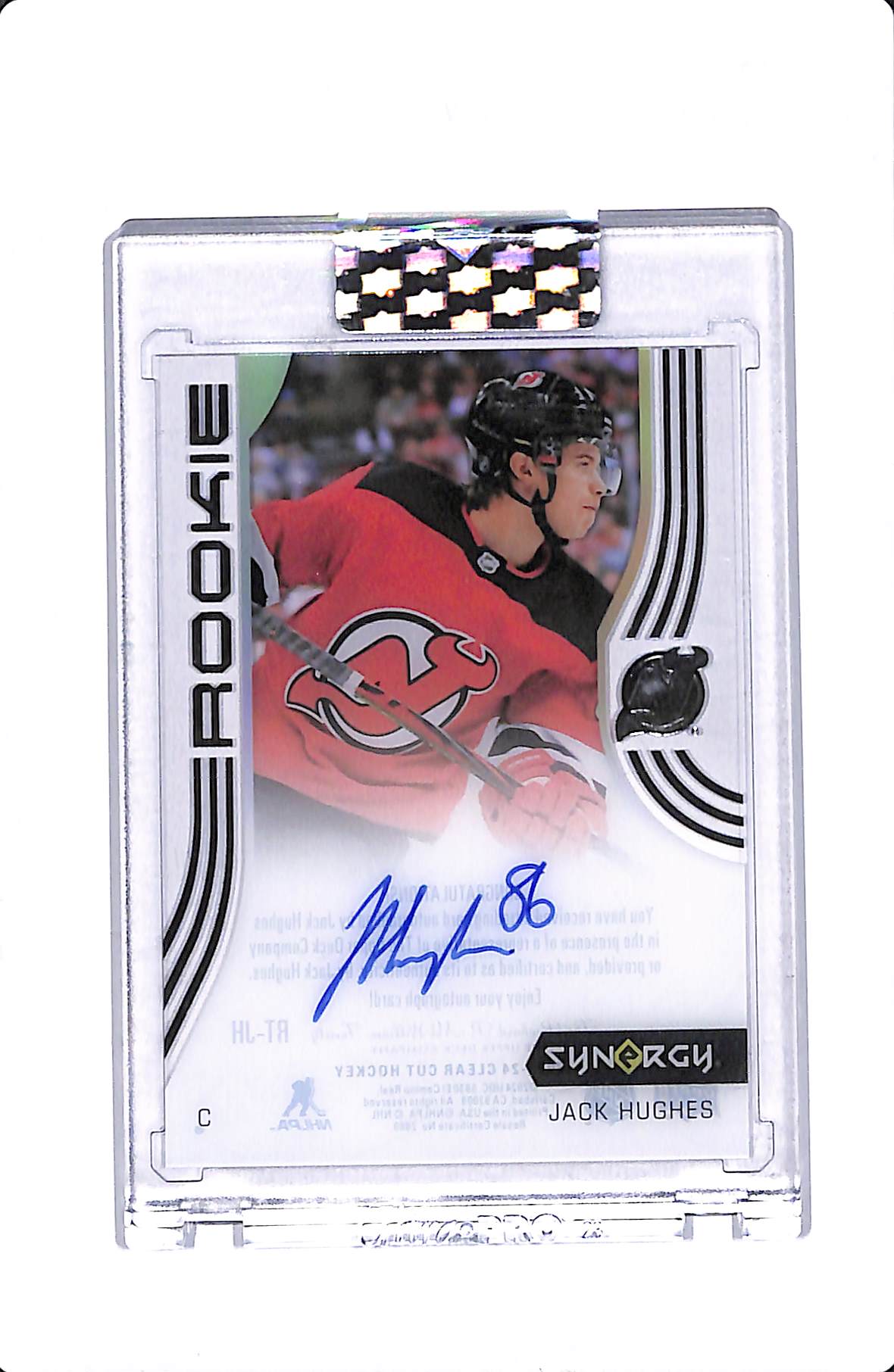 2023-24 UPPER DECK CLEAR CUT JACK HUGHES SYNERGY ROOKIE AUTO #RT-JH