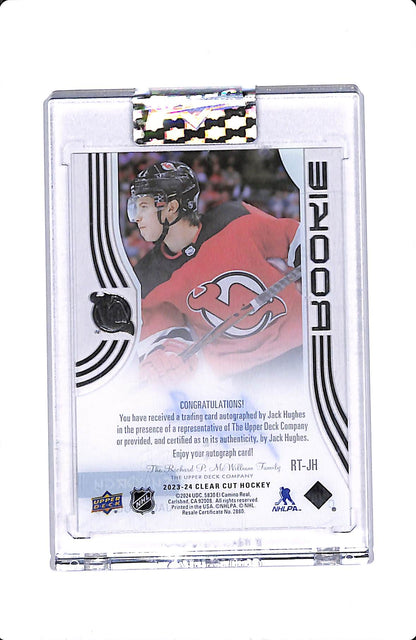 2023-24 UPPER DECK CLEAR CUT JACK HUGHES SYNERGY ROOKIE AUTO #RT-JH
