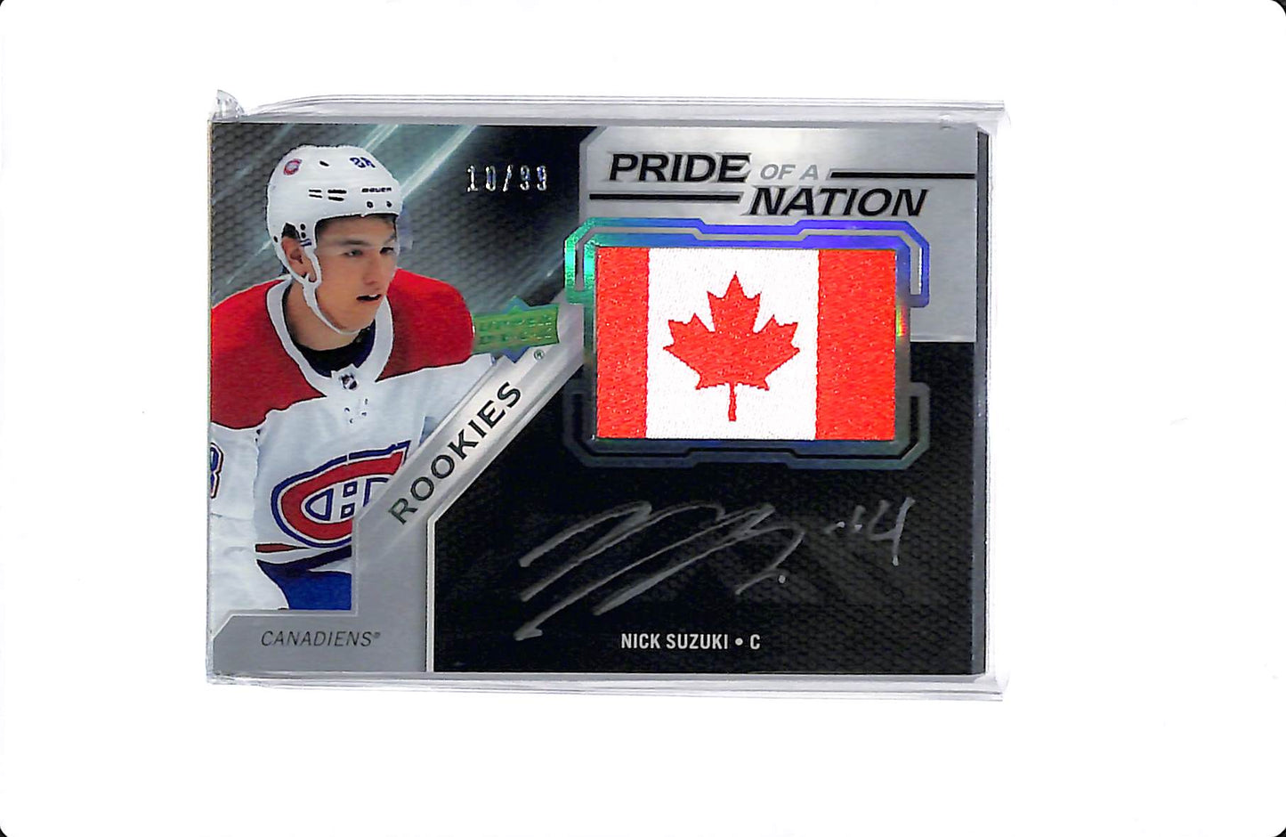 2019-20 UD BLACK ROOKIES PRIDE OF A NATION NICK SUZUKI AUTO 10/99