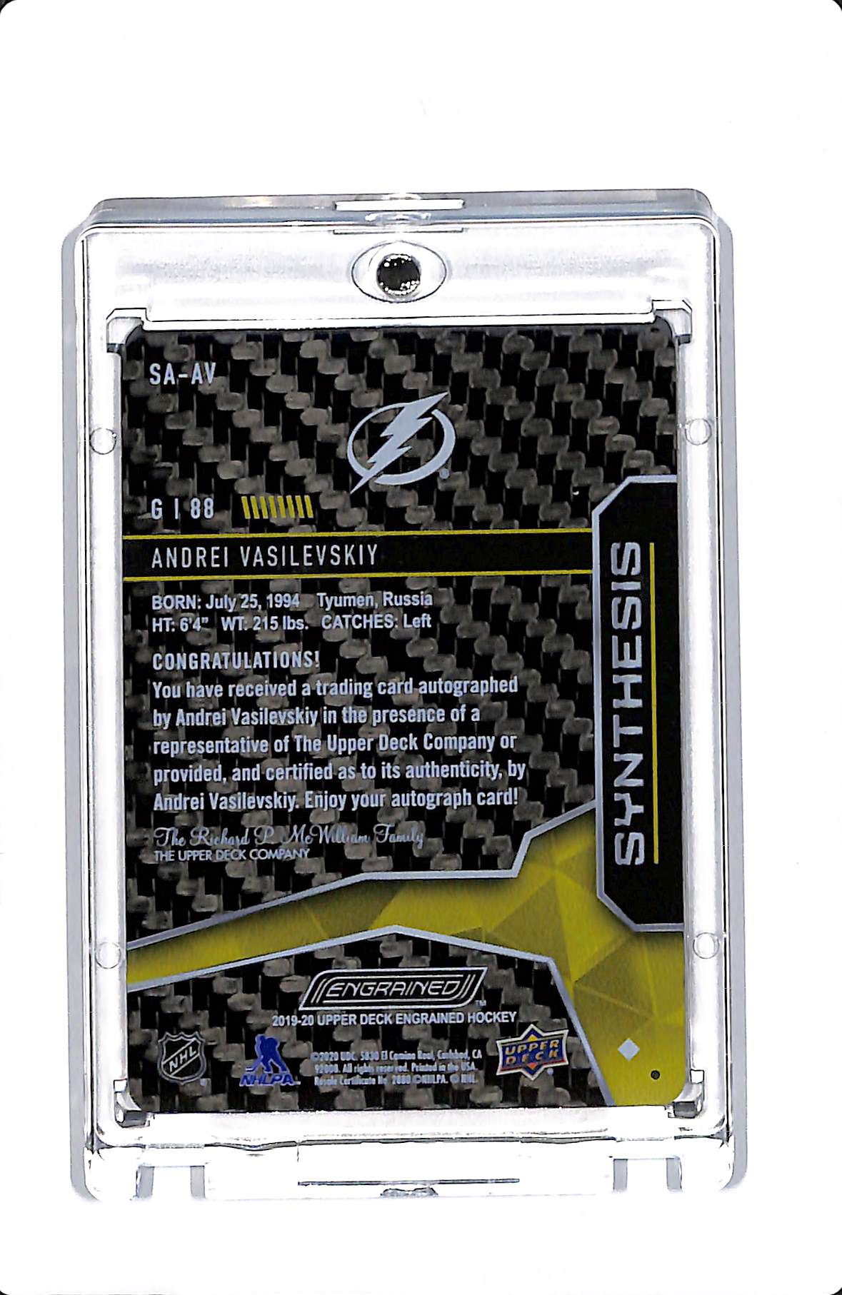 2019-20 UD ENGRAINED SYNTHESIS ANDREI VASILEVSKIY AUTO