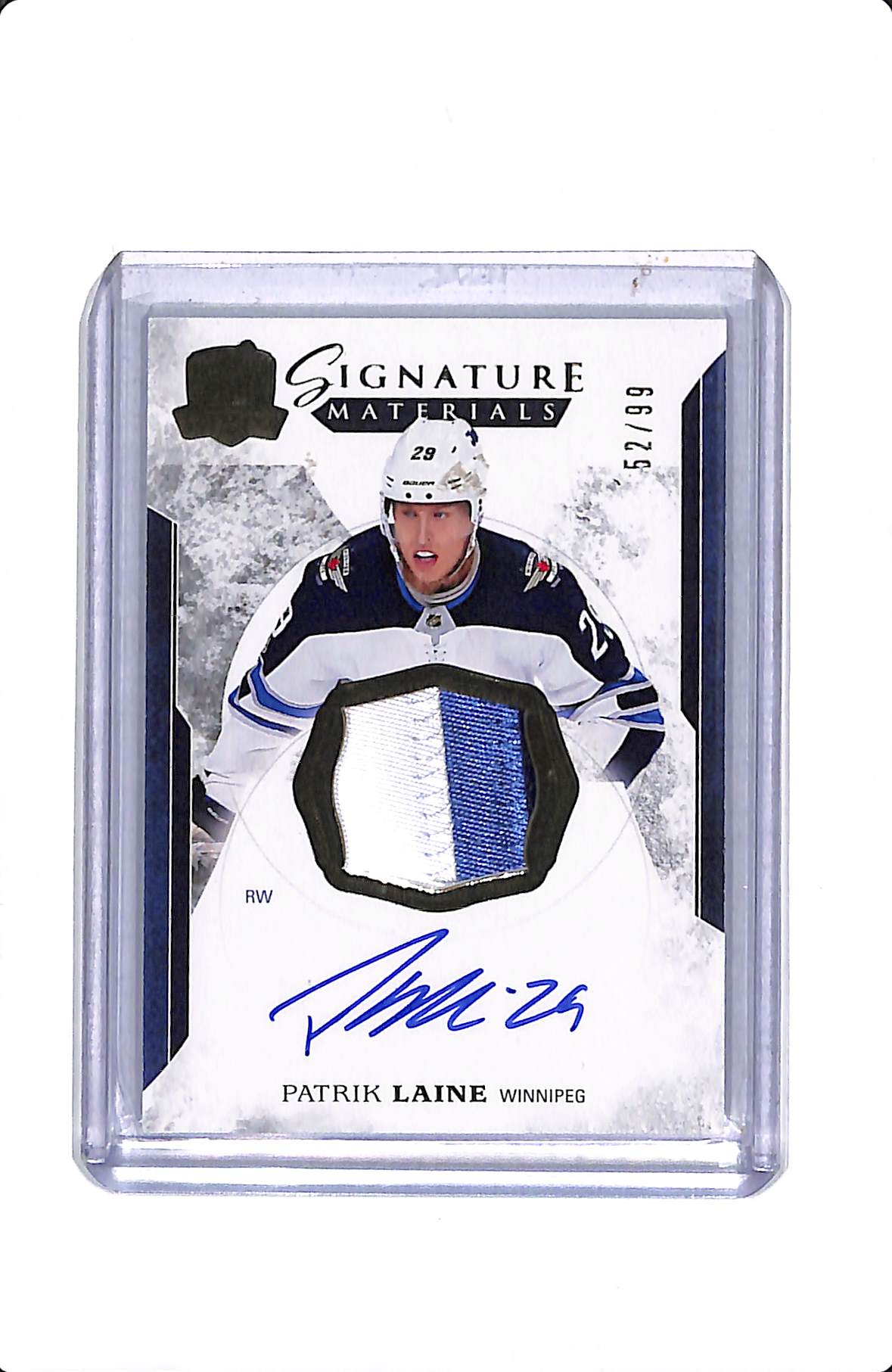 2017-18 THE CUP SIGNATURE MATERIALS PATCH AUTO PATRIK LAINE 52/99