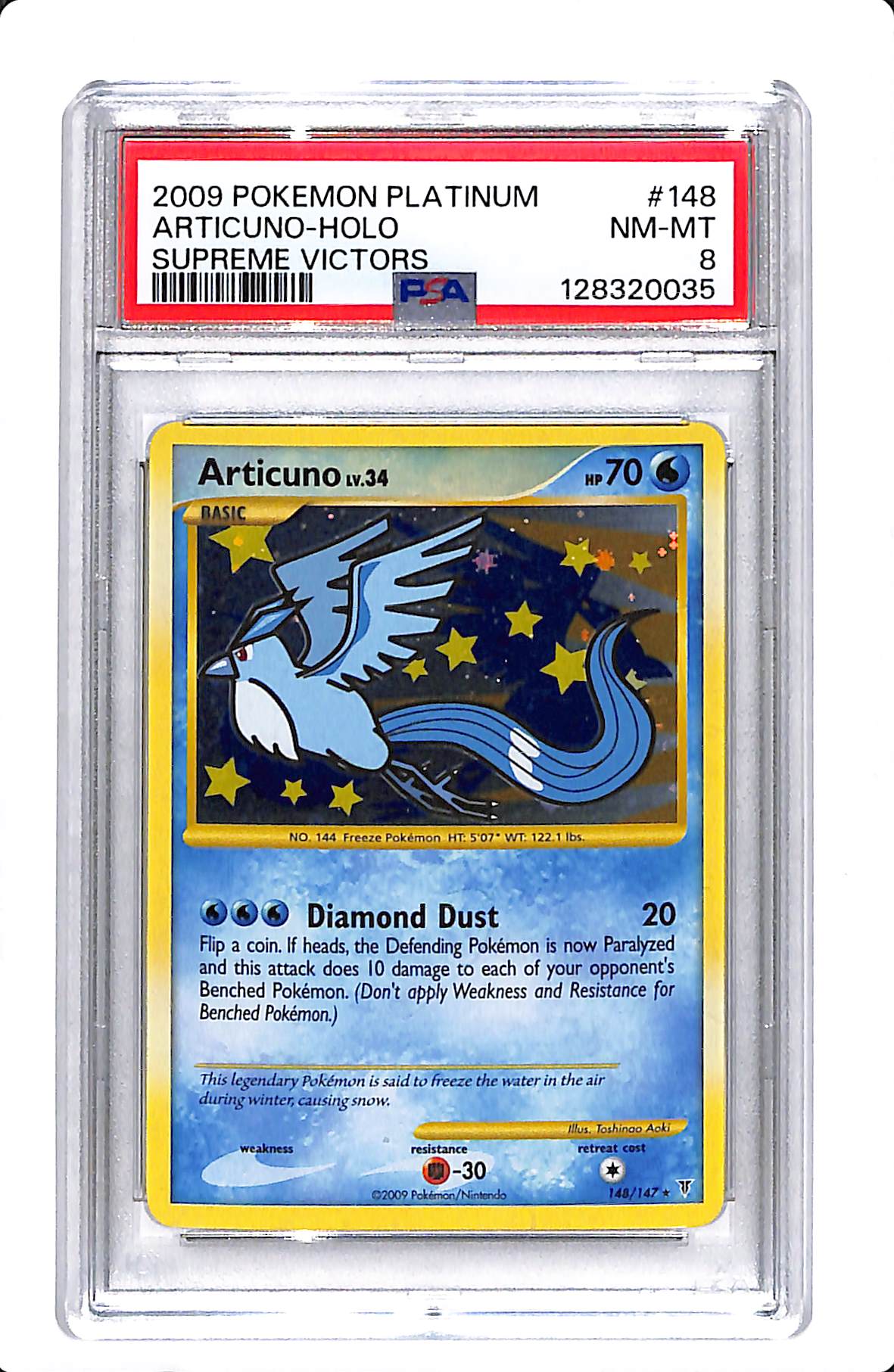 2009 POKEMON PLATINUM ARTICUNO HOLO SUPREME VICTORS PSA 8 #148