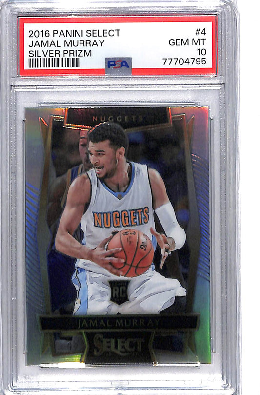2016-17 PANINI SELECT JAMAL MURRAY SILVER PRIZM ROOKIE PSA 10 #4
