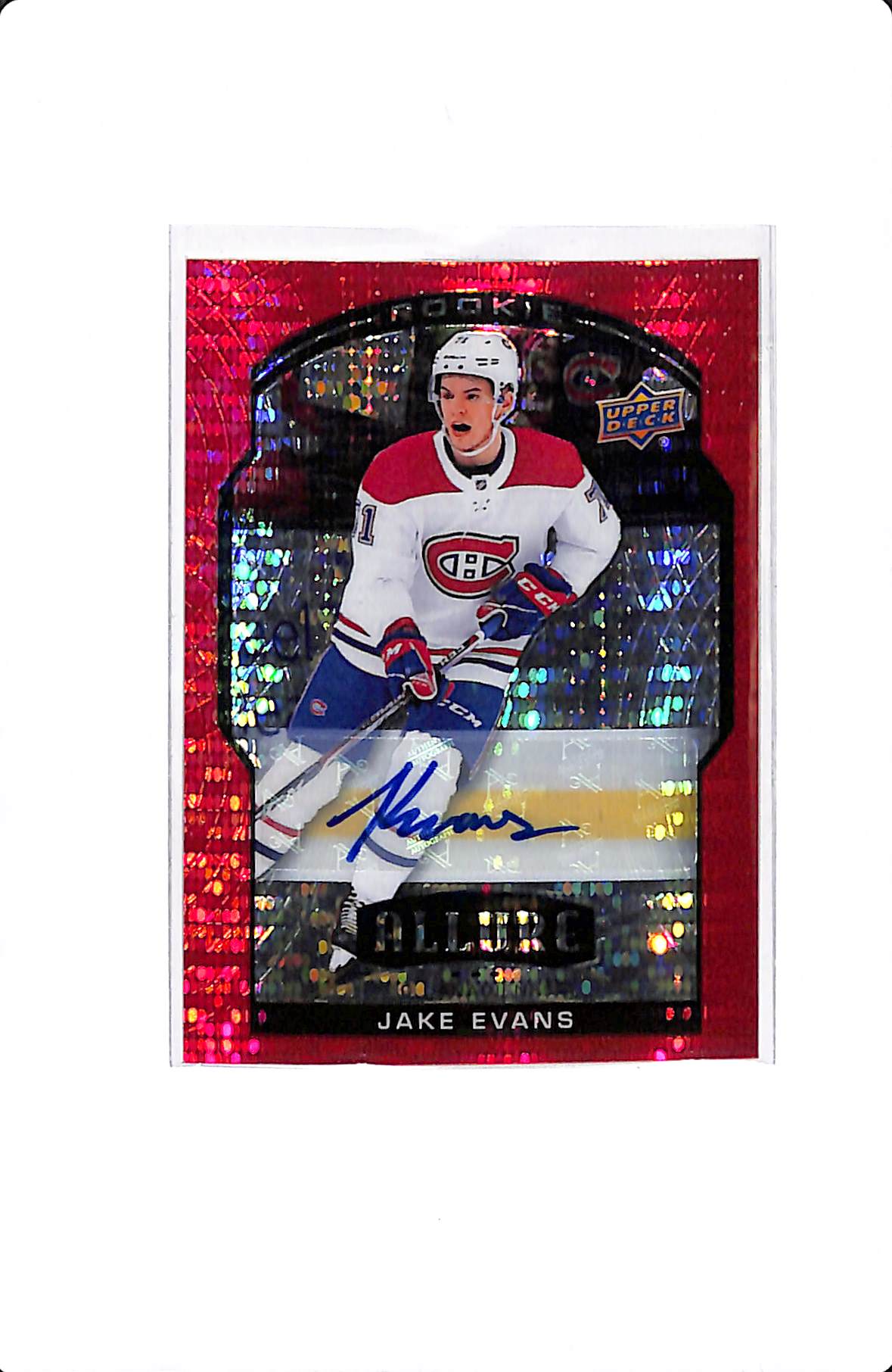 2020-21 UPPER DECK ALLURE JAKE EVANS ROOKIE RED RAINBOW AUTO /299 #76