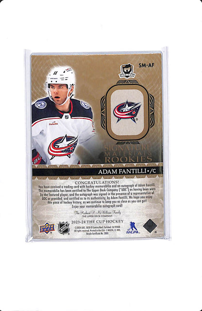 2023-24 UPPER DECK THE CUP ADAM FANTILI SIGNATURE MATERIALS ROOKIES /99 #SM-AF