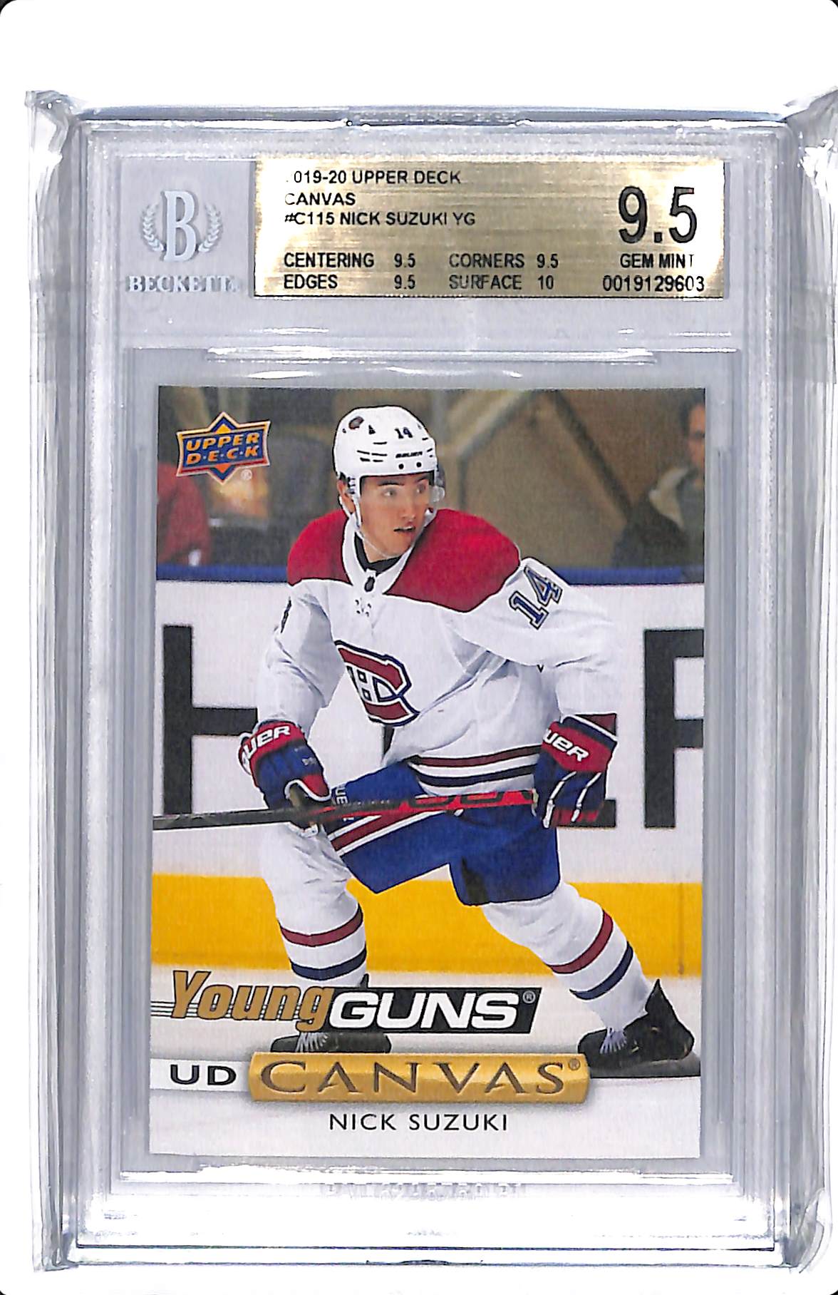2019-20 UPPER DECK SERIES 1 NICK SUZUKI YOUNG GUNS CANVAS BGS 9.5 #C115