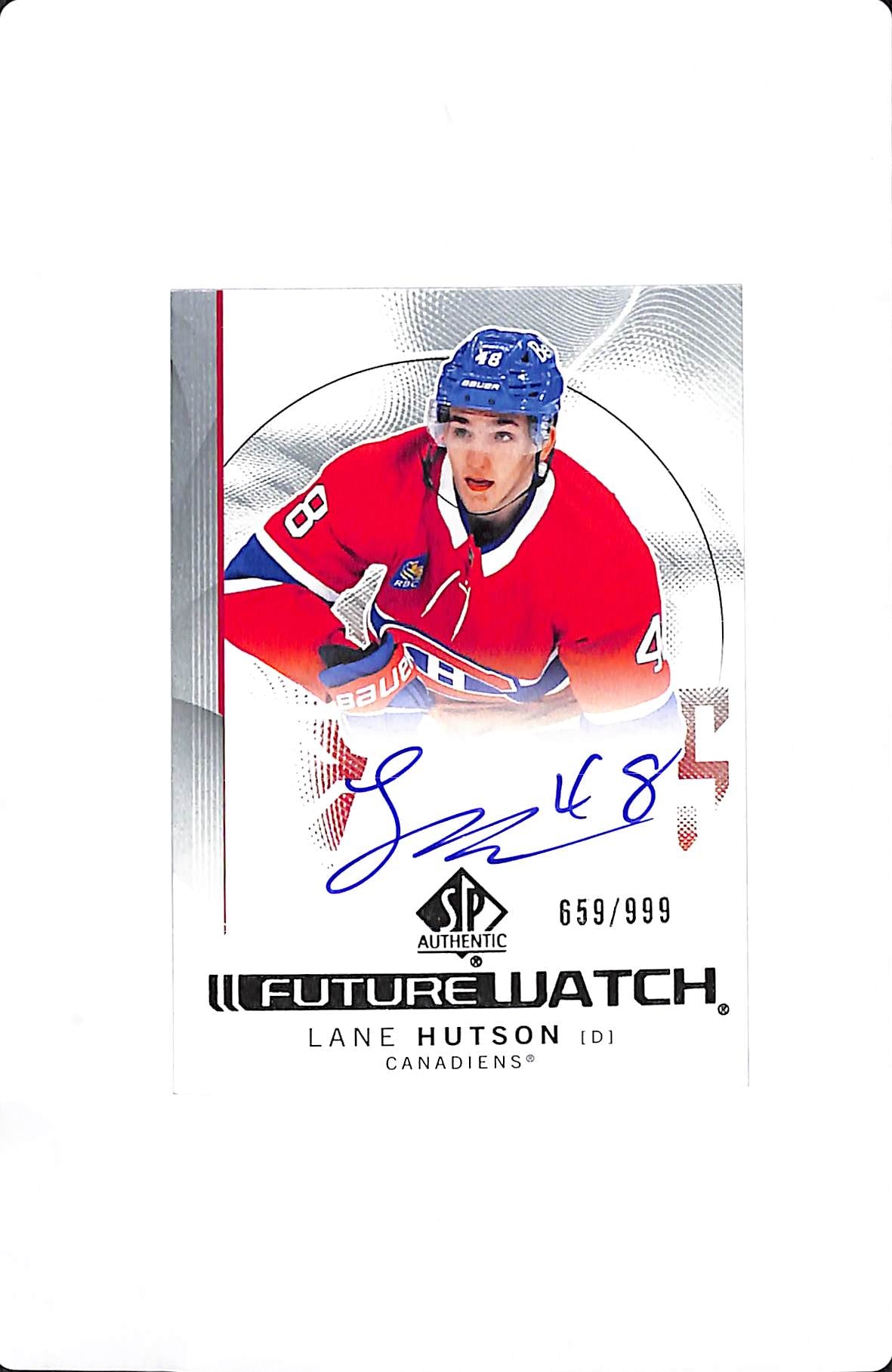 2024-25 UPPER DECK SP AUTHENTIC LANE HUTSON FUTURE WATCH AUTO /999 #139