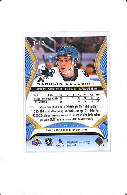 2024-25 UPPER DECK EXTENDED MACKLIN CELEBRINI ROOKIE PREMIERES TRILOGY /999 #T-13