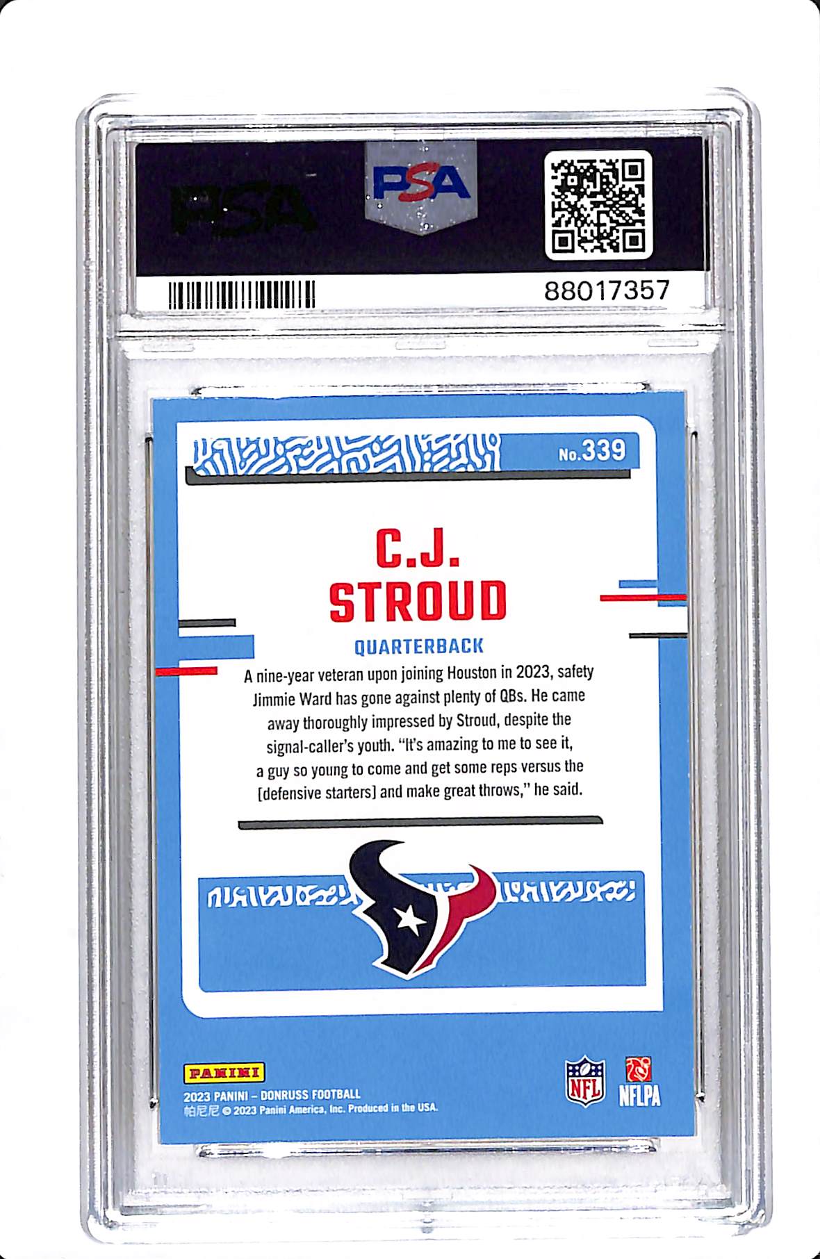 2023 PANINI DONRUSS CJ STROUD RATED ROOKIE #339 PSA 10