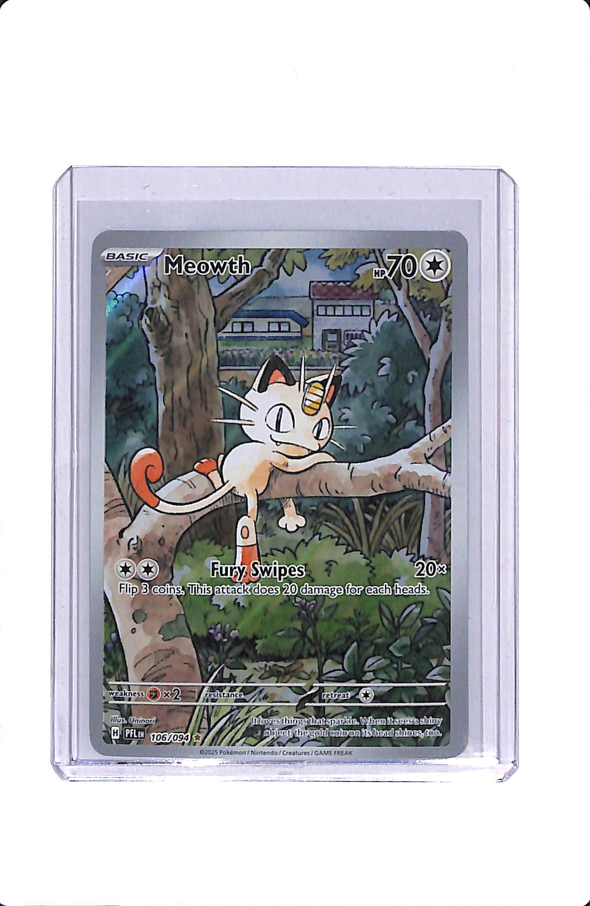 2025 POKEMON PHANTASMAL FLAMES MEOWTH ILLUSTRATION RARE HOLO 106/094