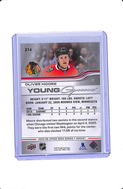 2025-25 UPPER DECK SERIES 1 OLIVER MOORE YOUNG GUNS DELUXE /250 #216