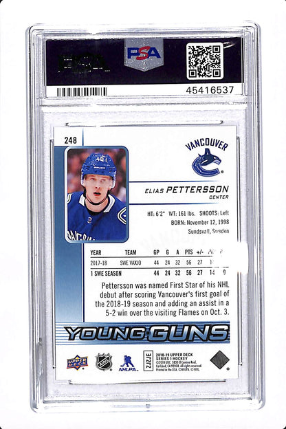 2018-19 UPPER DECK SERIES 1 ELIAS PETTERSON YOUNG GUNS PSA 10 #248