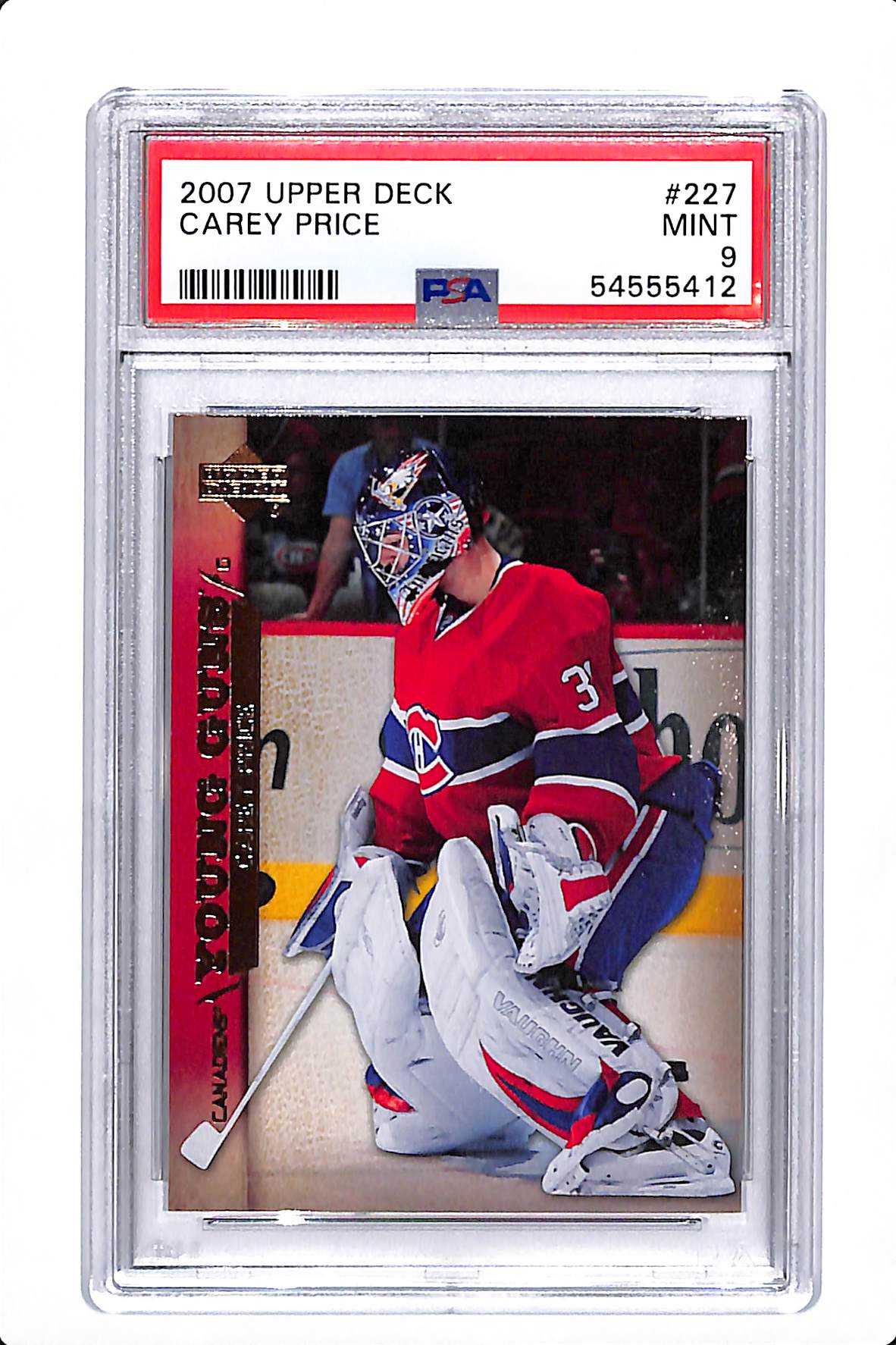 2007-08 UPPER DECK SERIES 2 CAREY PRICE YOUNG GUNS PSA 9 #227