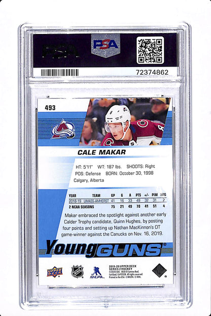 2019 UPPER DECK SERIES 2 CALE MAKAR YOUNG GUNS PSA 10 #493