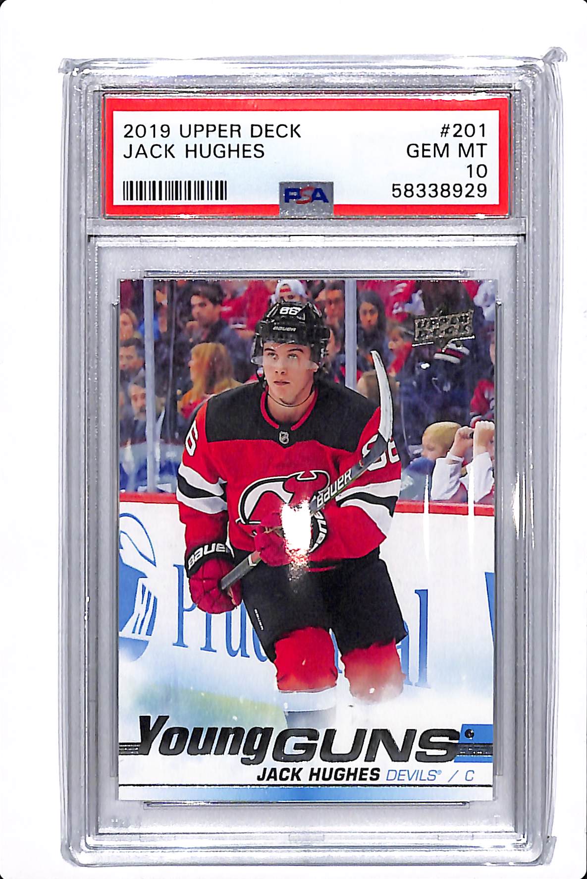 2019-20 UPPER DECK SERIES 1 JACK HUGHES YOUNG GUNS PSA 10 #201