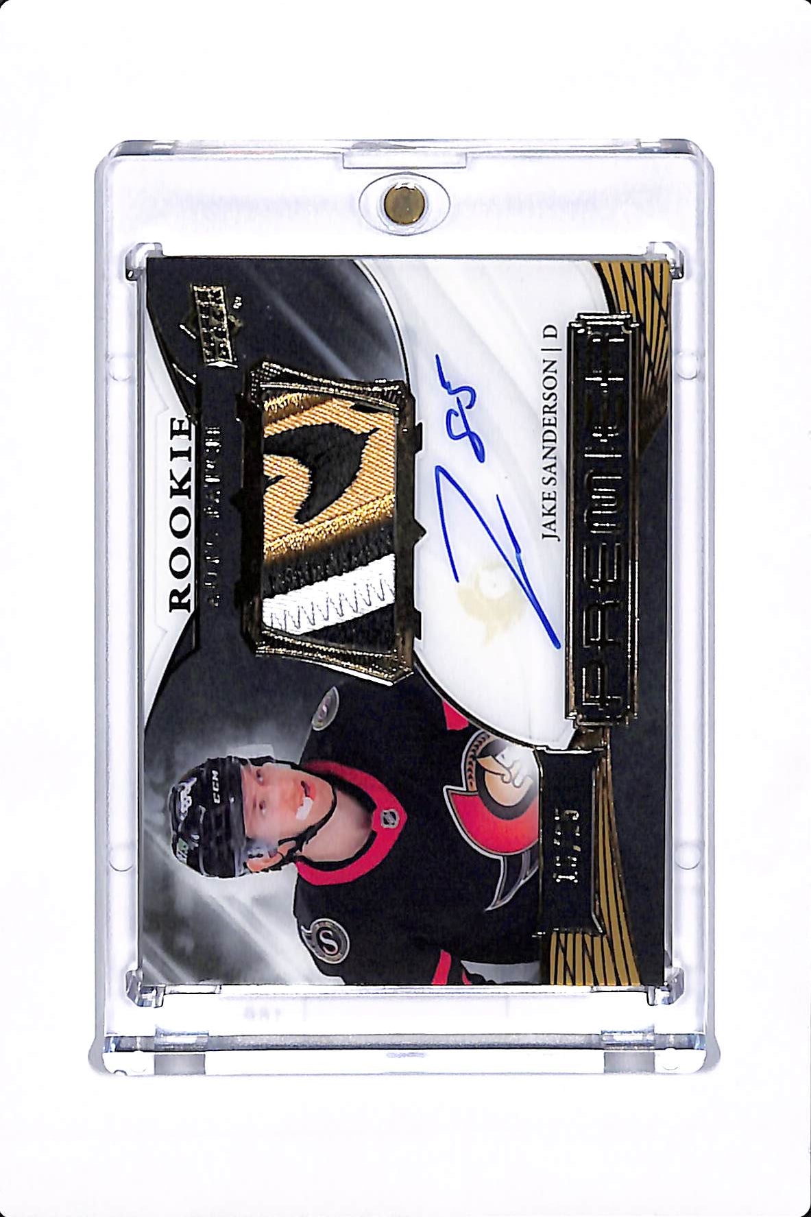 2022-23 UPPER DECK PREMIER JAKE SANDERSON ROOKIE AUTO PATCH /25 #AHR-SA