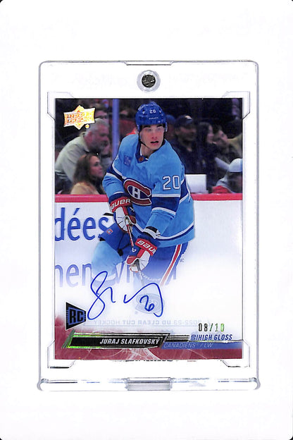 2022-23 UPPER DECK CLEAR CUT JURAJ SLAFKOVSKY ROOKIE AUTO HIGH GLOSS /10 #CC-SL