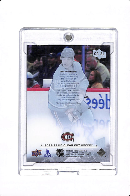 2022-23 UPPER DECK CLEAR CUT JURAJ SLAFKOVSKY ROOKIE AUTO HIGH GLOSS /10 #CC-SL