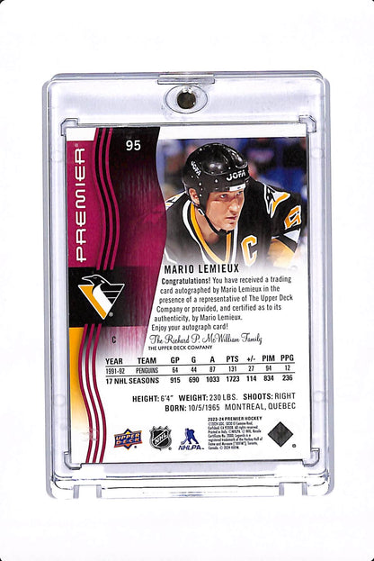 2023-24 UPPER DECK PREMIER MARIO LEMIEUX LEGENDS AUTO RED #95