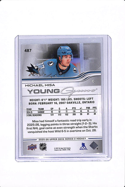 2025-26 UPPER DECK SERIES 2 MICHAEL MISA YOUNG GUNS #487