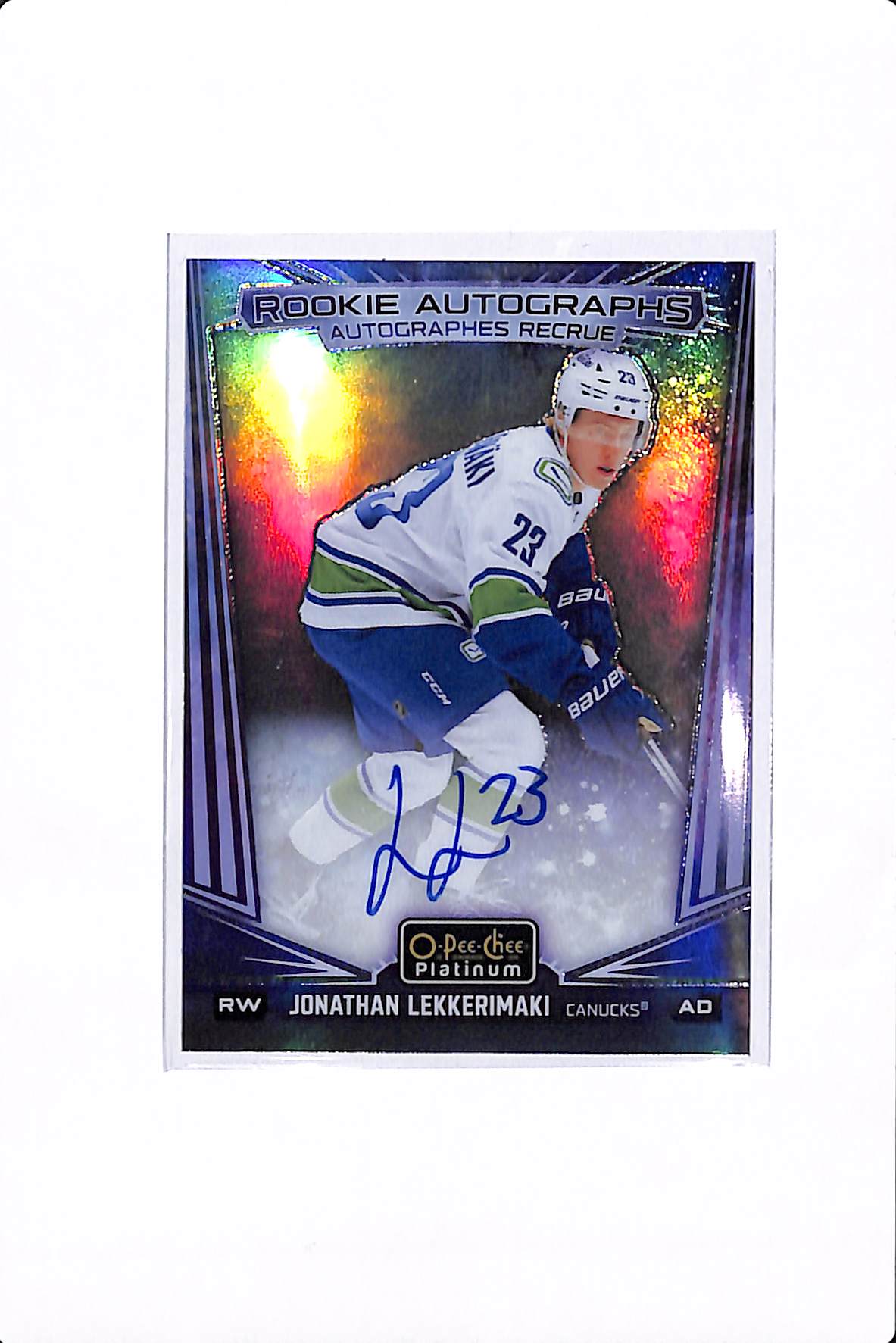 2024-25 UPPER DECK O-PEE-CHEE PLATINUM JONATHAN LEKKERIMAKI ROOKIE AUTO COSMIC /50 #R-LE