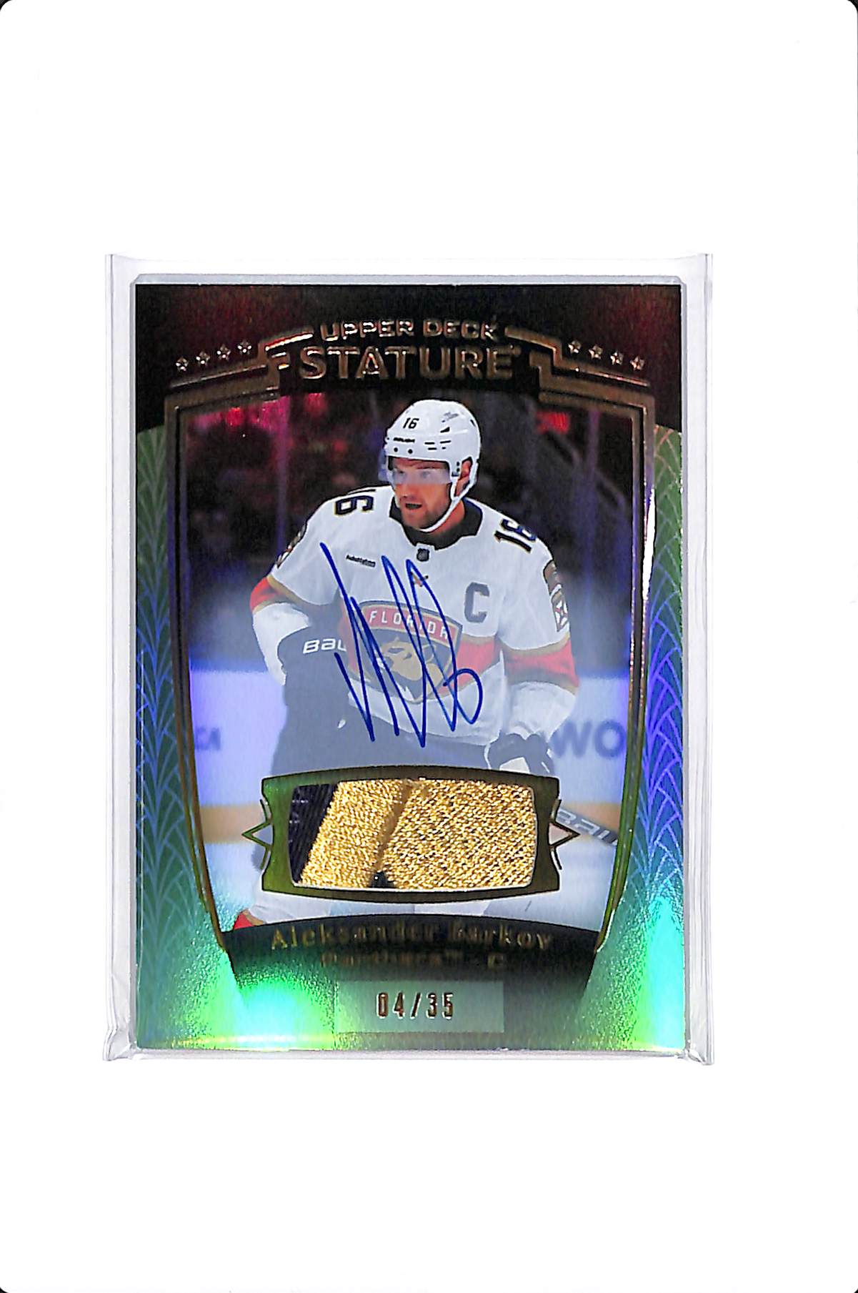 2024-25 UPPER DECK STATURE ALEKSANDER BARKOV PATCH AUTO GREEN /35 #2