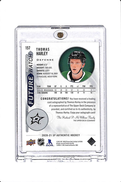 2020-21 UPPER DECK SP AUTHENTIC THOMAS HARLEY FUTURE WATCH AUTO /999 #157