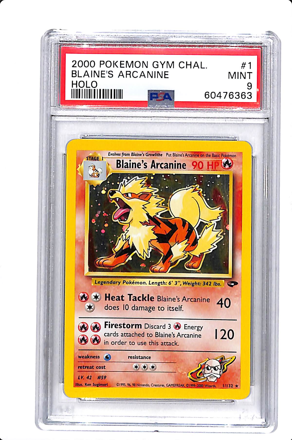 2000 POKEMON GYM CHALLENGE #1 BLAINE'S ARCANINE HOLO PSA 10