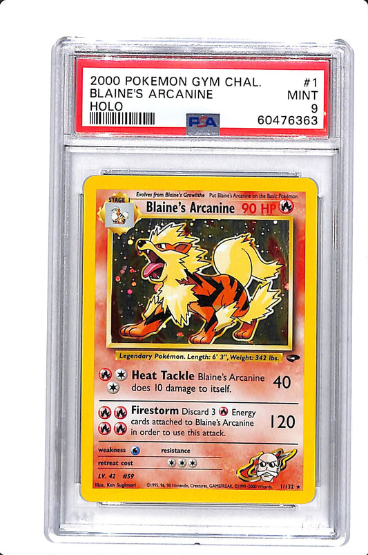 2000 POKEMON GYM CHALLENGE #1 BLAINE'S ARCANINE HOLO PSA 10
