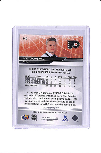 2024-25 UPPER DECK EXTENDED SERIES MATVEI MICHKOV ROUND 1 DRAFT OUTBURST #749