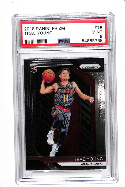 2018 PANINI PRIZM TRAE YOUNG ROOKIE #78 PSA 9 MINT