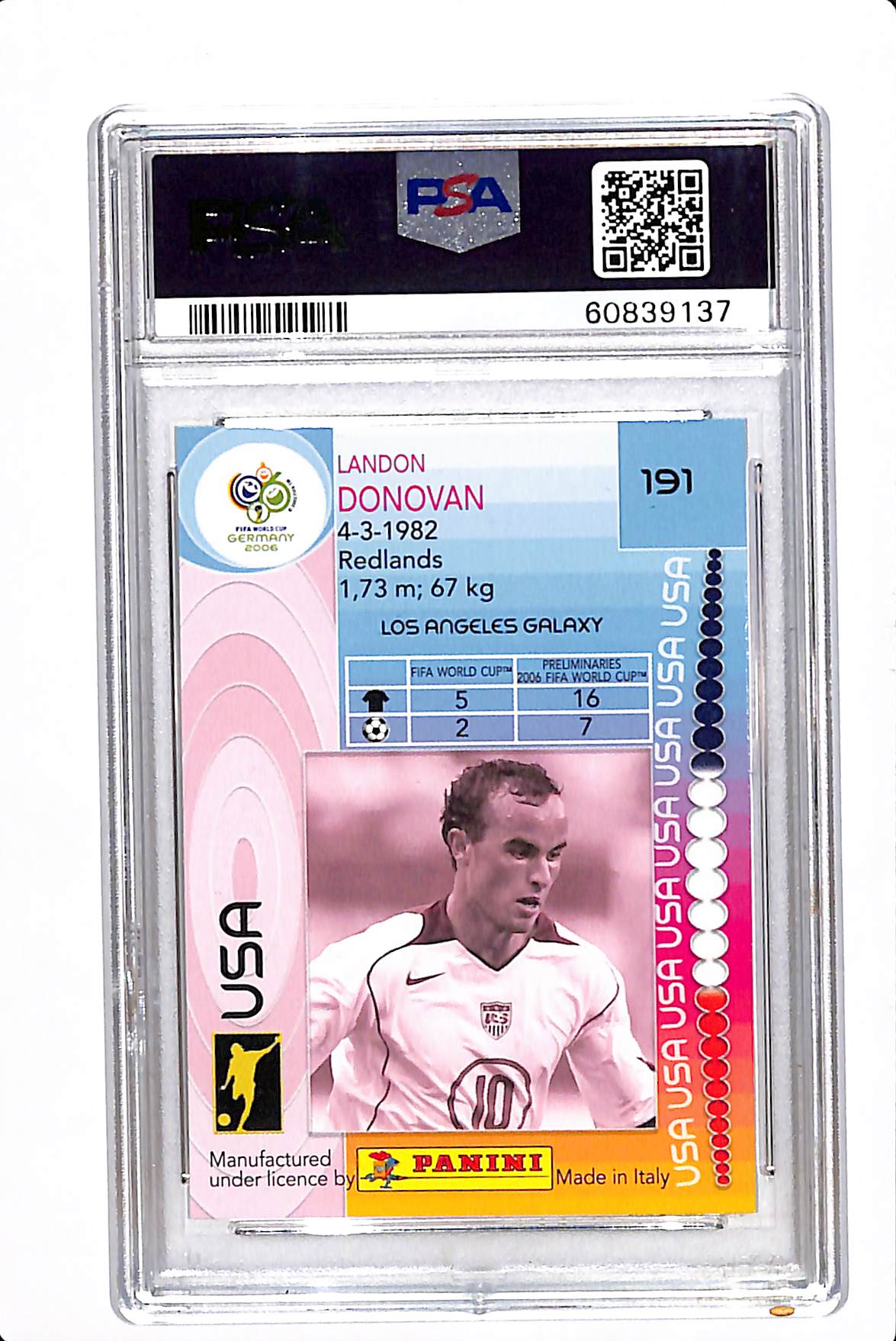 2006 PANINI WORLD CUP GERMANY LANDON DONOVAN #191 PSA 7