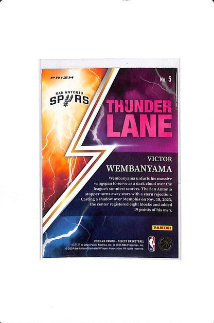 2023-24 PANINI SELECT VICTOR WEMBANYAMA GREEN THUNDER LANE RC #5