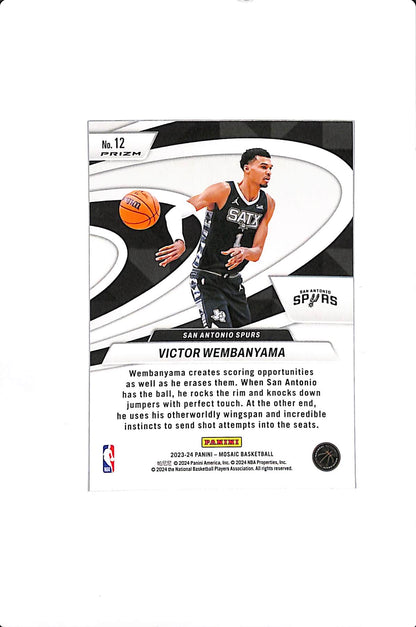 2023-24 PANINI MOSAIC VICTOR WEMBANYAMA GREEN GIVE AND GO RC #12