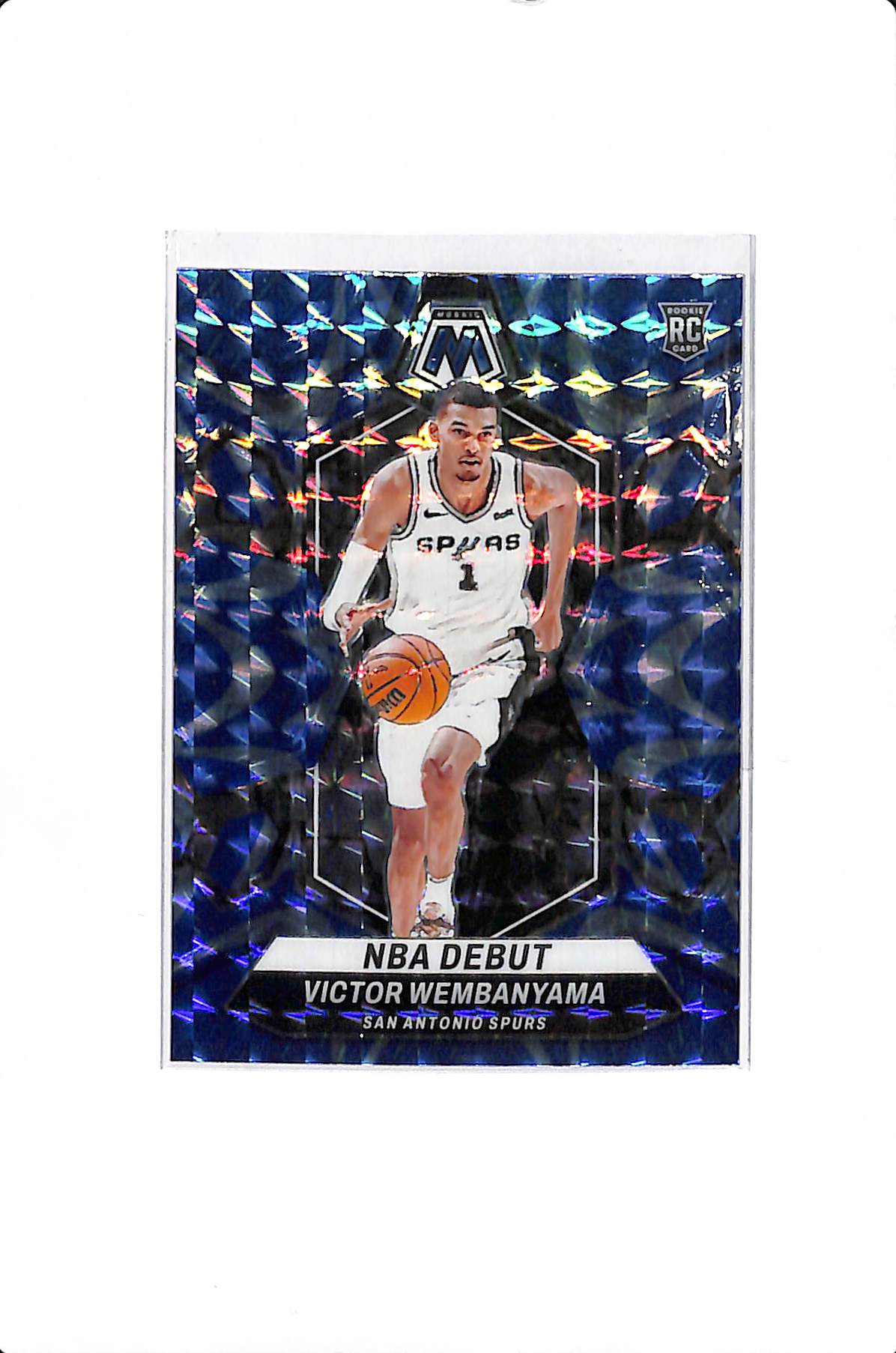 2023-24 PANINI MOSAIC VICTOR WEMBANYAMA NBA DEBUT REACTIVE BLUE RC #257